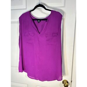 Mossimo Purple Sleeveless Blouse Top XXL Womens‎ V Neck Pockets Casual